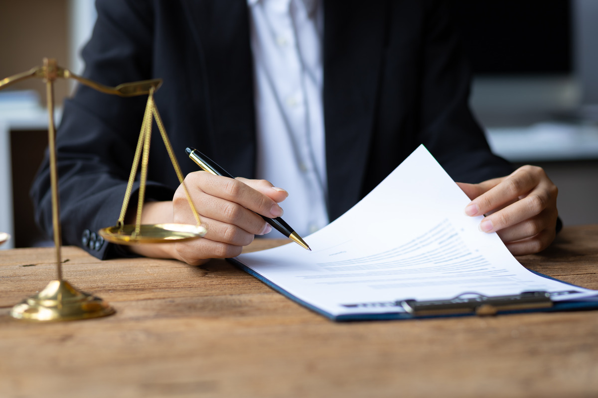 lawyer working on paperwork in the office