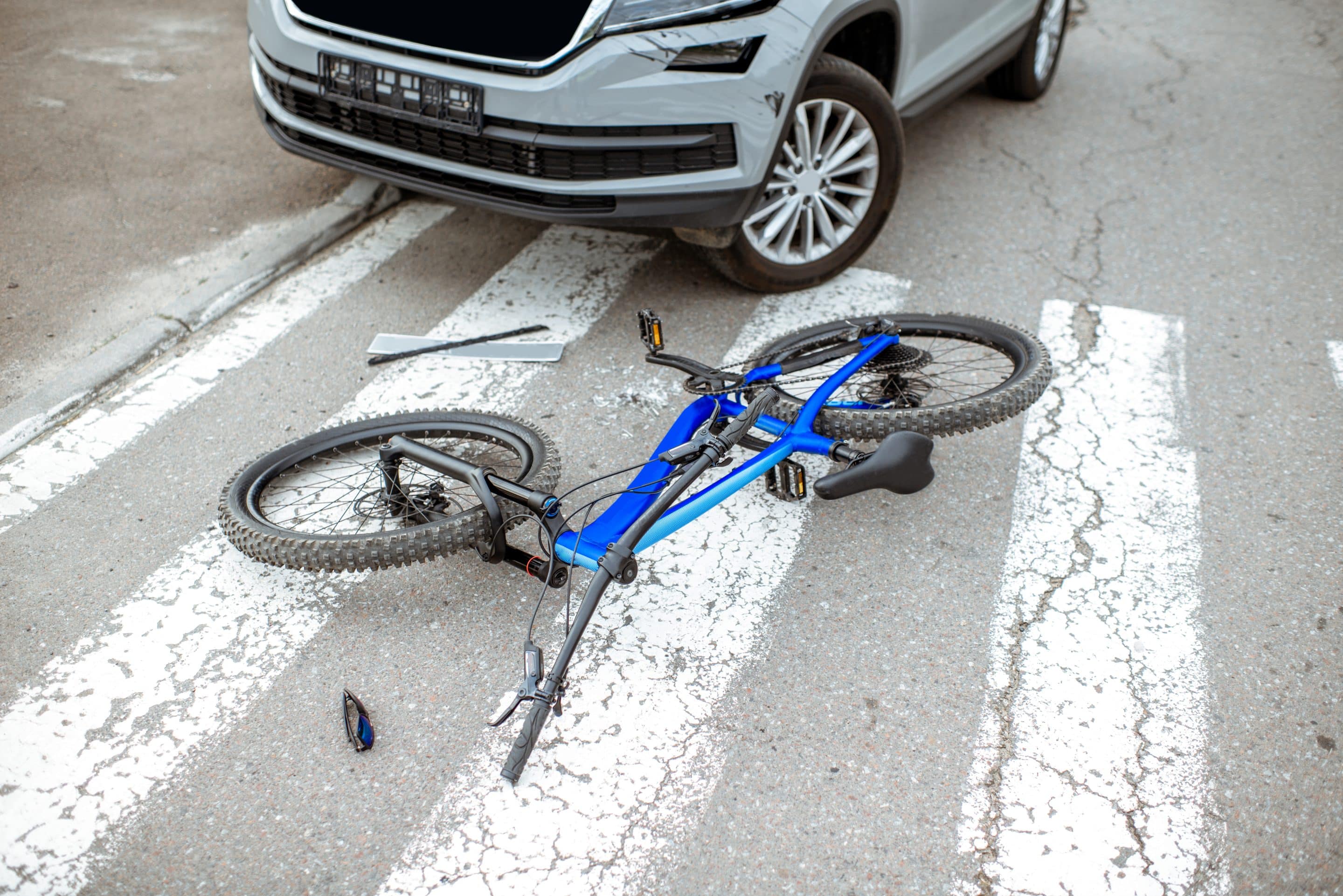 A road accident involving a car and a bicycle
